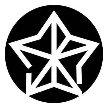 Abstract star shape inside black circle emblem Illustrazione stock