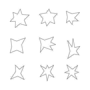 Abstract star shape line icon collection. outline style. isolated illustratio 스톡 일러스트