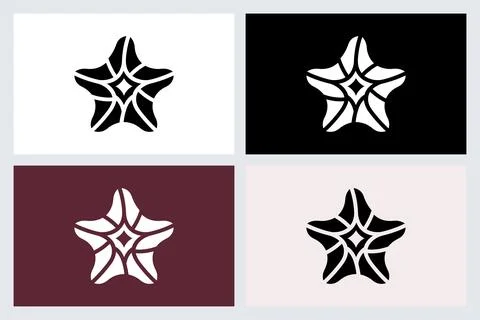 Abstract Star Shape Logo Icon Set Stock Illustration