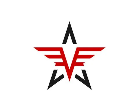 Abstract star shape with wings and V letter initial inside Stock Illustration