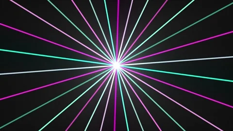 Abstract Starburst Explosion with Pulsating Neon Light Trails on Black Back.. Stock Footage 343482299