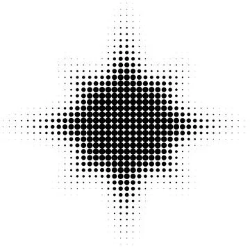 Abstract starburst pattern made of halftone dots radiating symmetrically from Stock Illustration