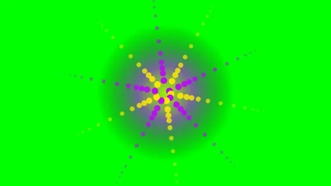 Abstract starburst pattern of yellow and purple dots on a green background Stock Footage 341822512