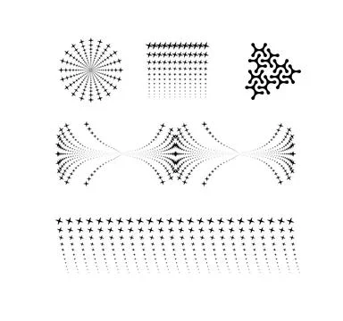 Abstract Starburst Patterns Collection - Radial Star Design, Vertical Star .. Stock Illustration