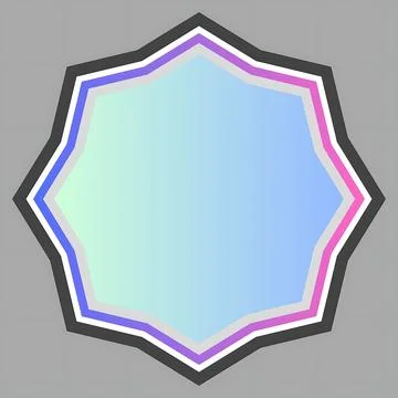 Abstract starburst shape with gradient fill and layered border on gray back.. Illustrazione stock