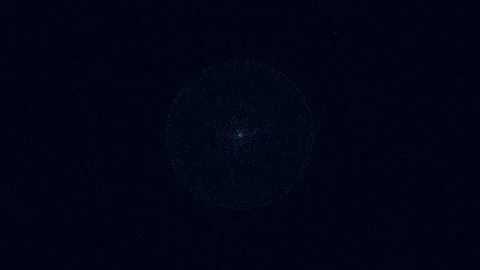 Abstract starfield space background with glowing particle sphere and deep blue Vídeos de archivo 330076438