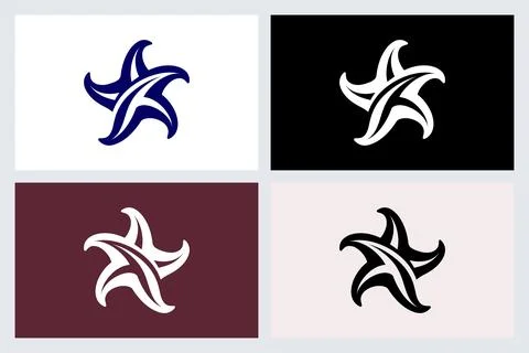 Abstract Starfish Logo Design Set Stock Illustration