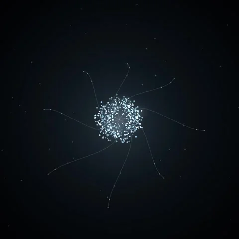 Abstract Starry Night Sky with Geometric Light Burst - Dark Space Background Stock Footage 346928941