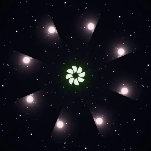 Abstract Starry Night Sky with Rotating Light Patterns and Cosmic Energy. Stock Footage 327259999