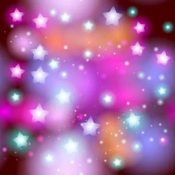 Abstract starry seamless pattern with neon star on bright pink and purple, bu Stock Illustration