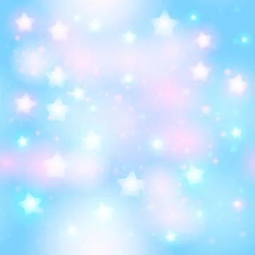 Abstract starry seamless pattern with neon star on bright pink and light blue Stock Illustration