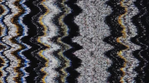 Abstract static television screen disruption with colorful wavy lines Stock Footage 321484695