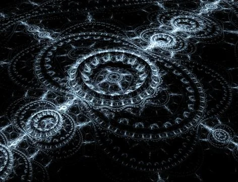 Abstract steampunk design, mechanical design, cogwheel engine. Modern fractal Stock-Illustration