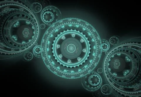 Abstract steampunk design, mechanical design, cogwheel engine. Modern fractal Illustrazione stock