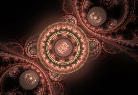 Abstract steampunk design, mechanical design, cogwheel engine. Modern fractal Stock Illustration