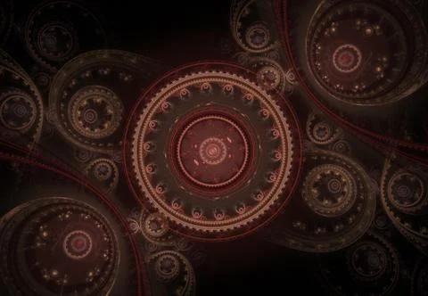 Abstract steampunk design, mechanical design, cogwheel engine. Modern fractal Иллюстрация