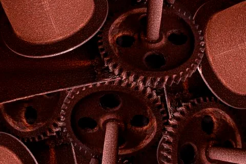 Abstract steampunk image showing clockwork cogs Stock Photos