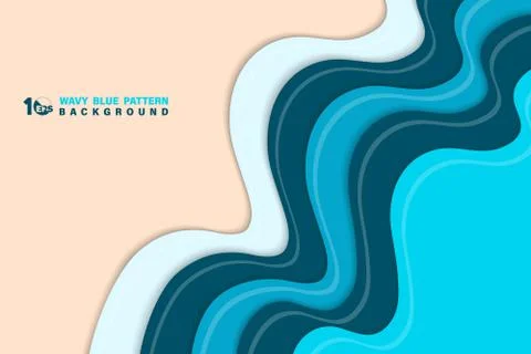 Abstract step of blue wavy design with clear sand background. illustration Stock Illustration