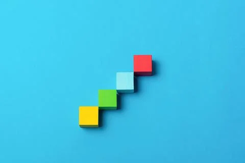 Abstract steps progress growth colorful cubes business education concept Stock Photos