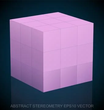 Abstract stereometry: low poly Pink Cube. EPS 10, vector Stock Illustration