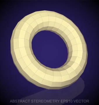 Abstract stereometry: low poly Yellow Torus. EPS 10, vector Ilustração Stock