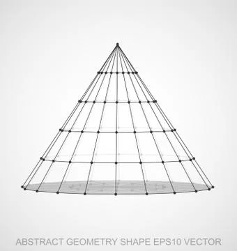 Abstract stereometry shape: Black sketched Cone. Hand drawn 3D polygonal Cone Stock Illustration