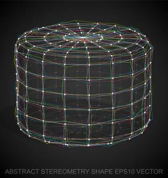 Abstract stereometry shape: Multicolor sketched Cylinder. Hand drawn 3D Illustrazione stock