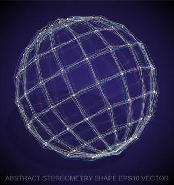 Abstract stereometry shape: Multicolor sketched Sphere. Hand drawn 3D polygonal イラスト素材