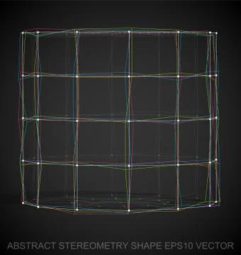 Abstract stereometry shape: Multicolor sketched Cylinder. Hand drawn 3D Illustrazione stock