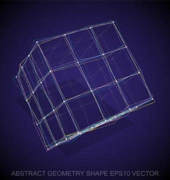 Abstract stereometry shape: Multicolor sketched Cube. Hand drawn 3D polygonal Stock Illustration