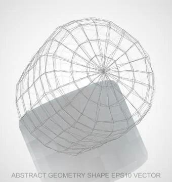 Abstract stereometry shape: Pencil sketched Cylinder. Hand drawn 3D polygonal Stock Illustration
