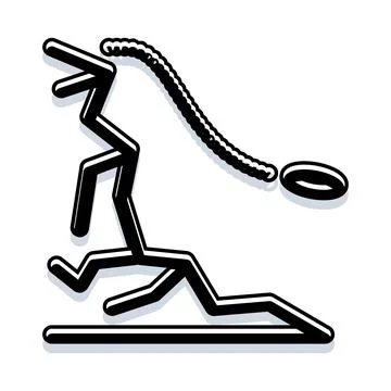 Abstract stick figure pulling a weighted chain 스톡 일러스트