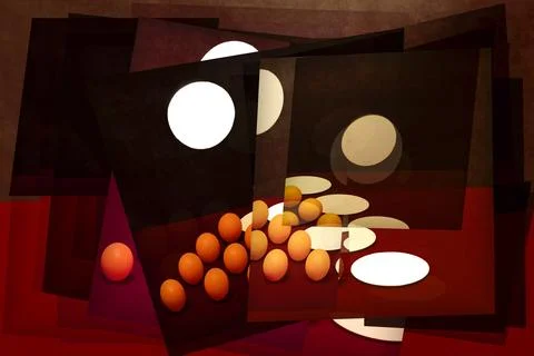Abstract still life with various objects and figures Stock Illustration