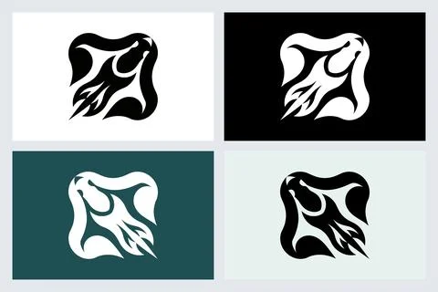Abstract Stingray Logo Vector Icon Set Stock Illustration
