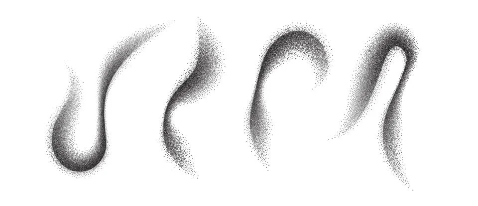 Abstract stipple pattern showcasing wavy dot gradients. Stipple brush and sand Illustrazione stock