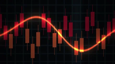 Abstract Stock Market Candlestick Chart with Animated Glowing Trend Wave Stock Footage 344719290