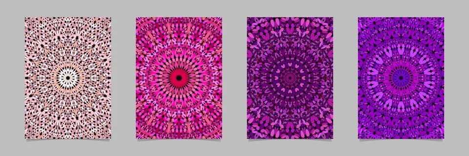 Abstract stone mosaic mandala pattern page background template set Illustrazione stock