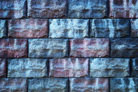 Abstract stone tile texture brick wall background. Vintage multicolor brick w Stock Photos