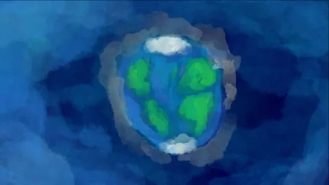 Abstract Stop Motion Style 2D animation, World, Global Warming, Pollution Co2   Stock Footage 170386495