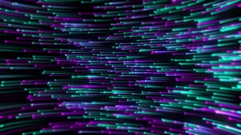 Abstract Streaks of Neon Light Trails in Motion, Futuristic Digital Background Видео 332850237