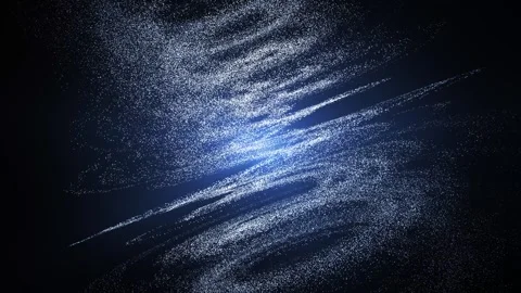 Abstract stream of blue particles and light streaks cutting through dark spac Stock Footage 328238323
