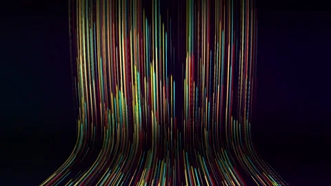 Abstract stream of colorful digital lines flowing upwards on a dark background Stock Footage 336919793