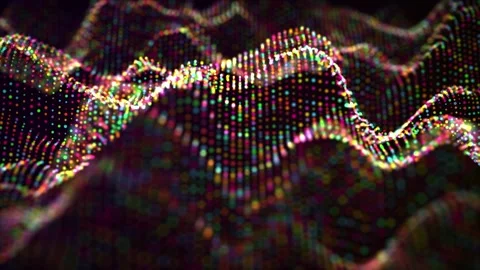 Abstract stream of colorful dots in a shape of elegant waves with glow effect Stock Footage 276374616