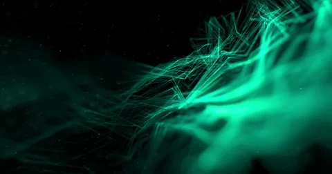 Abstract stream wave array colorful glitter sparkle green lines Stock Footage 75354034