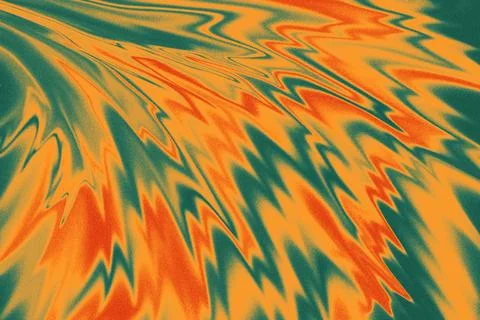 Abstract striking design jagged, zigzag patterns in orange &amp; green, trippy retro Stock Illustration