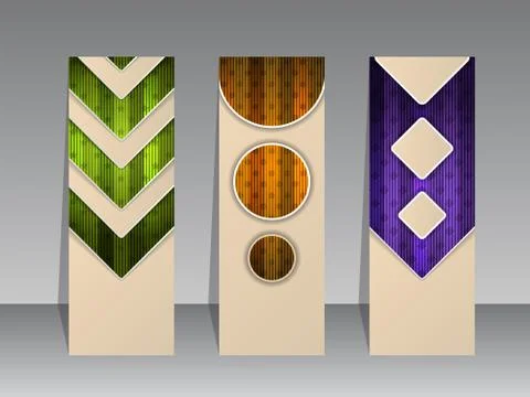 Abstract striped banner set with shadows Stock Illustration