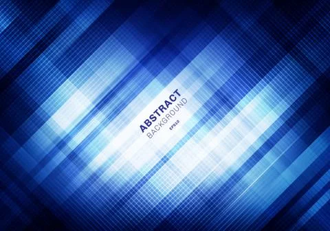 Abstract striped blue grid pattern with lighting on dark background. Geometri Stock Illustration