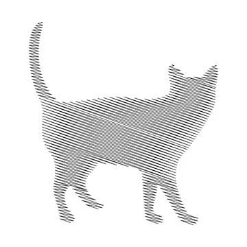 Abstract Striped Cat Silhouette Vector Illustration Stock Illustration