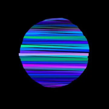 Abstract striped circle of polygons. Isolated on black background. Vector col 스톡 일러스트