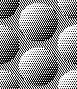 Abstract Striped Circles Geometric Vector Seamless Pattern Stock-Illustration